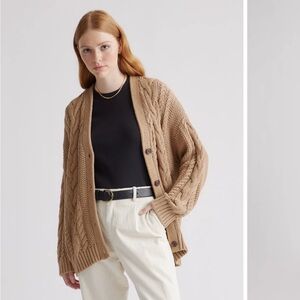 Quince 100% Organic Cotton Oversized Cable Cardigan Medium